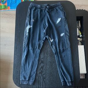 Nike Navy/White Distressed Drawstring Joggers